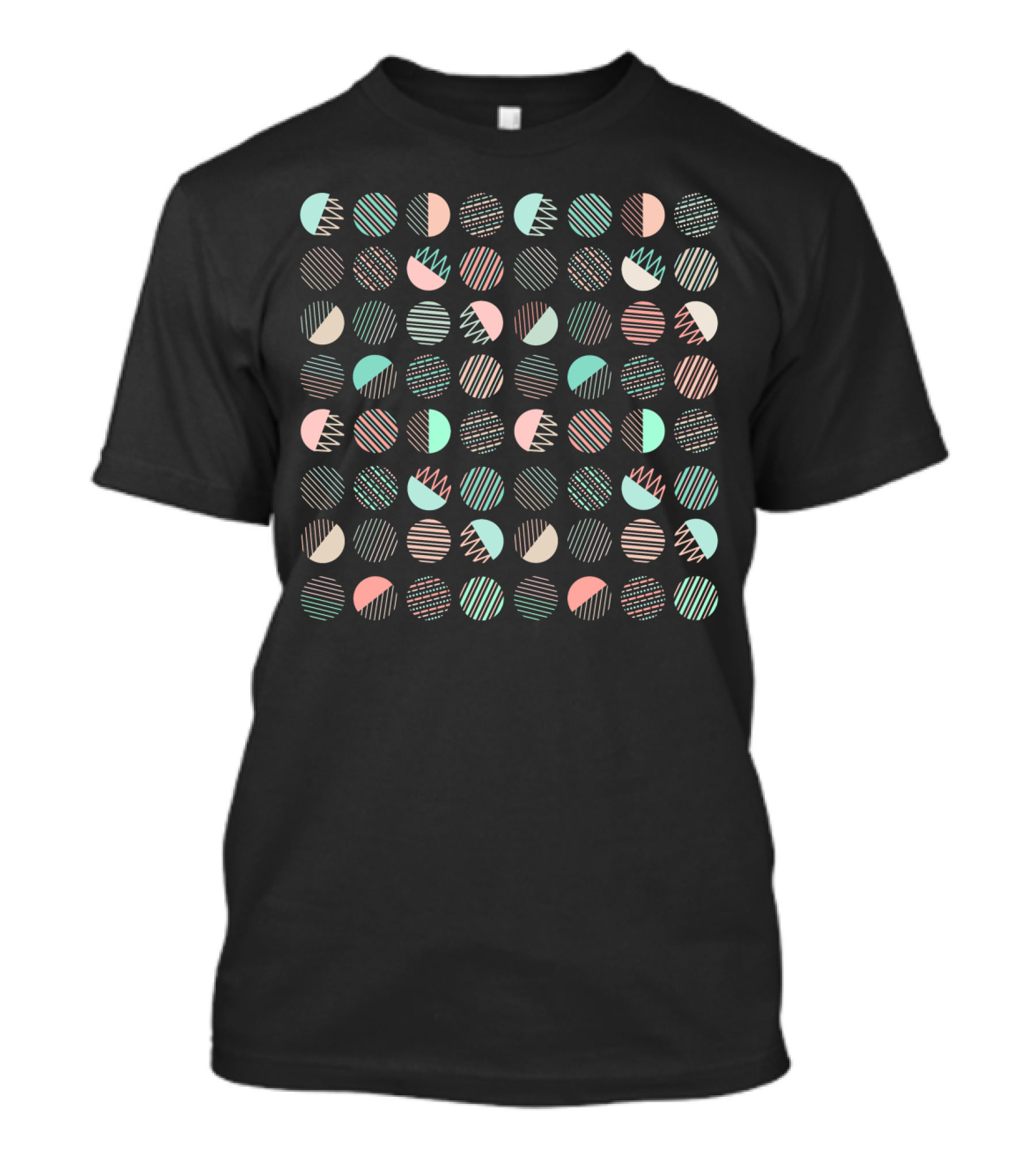Geometric Circle And Stripe Pattern In Pastel Hues T-Shirt