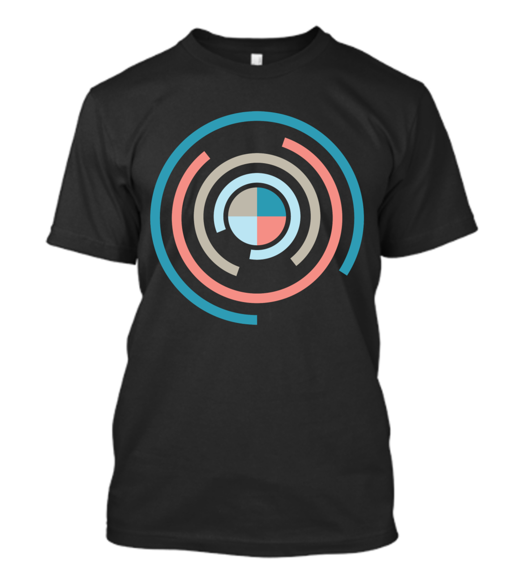 Colorful Concentric Geometric Circles With Quadrant Center T-Shirt