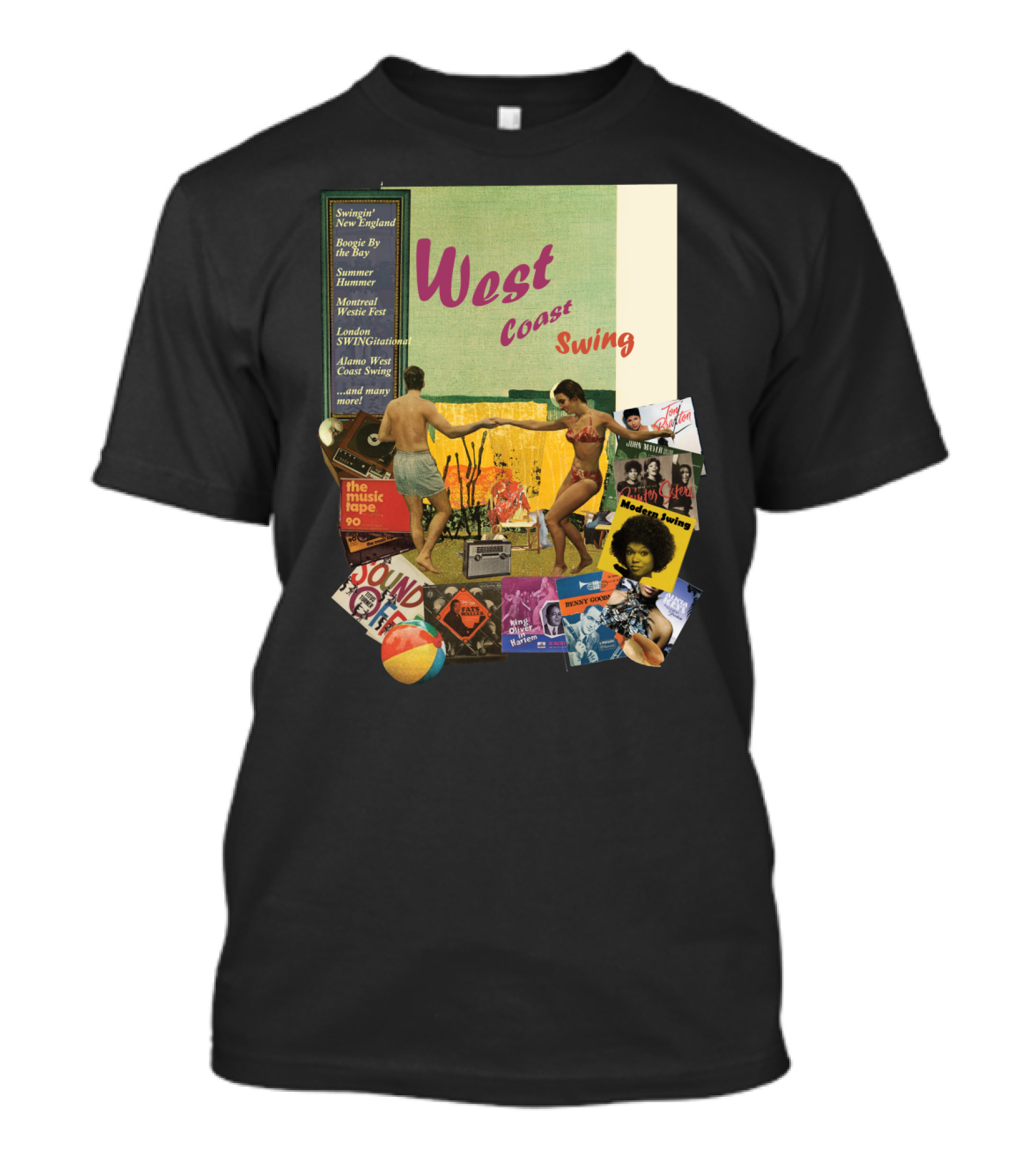 West Coast Swing Dance With Music Fests And Iconic Soul Dance Collage T-Shirt