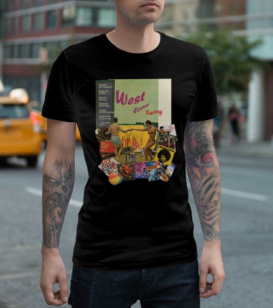 West Coast Swing Dance With Music Fests And Iconic Soul Dance Collage T-Shirt