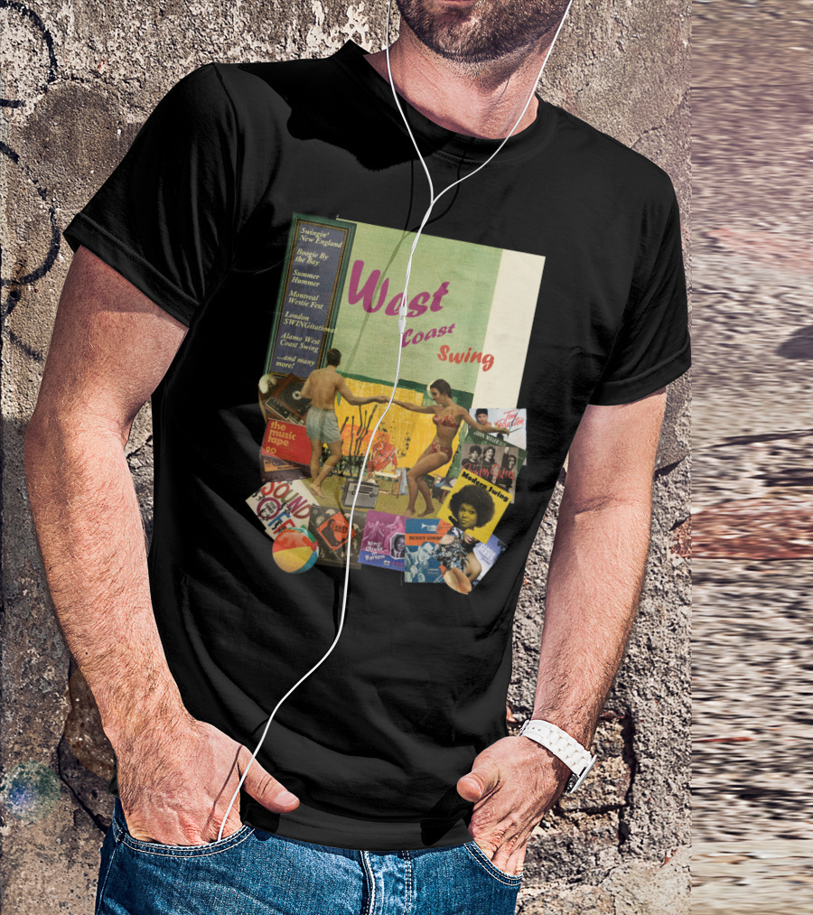 West Coast Swing Dance With Music Fests And Iconic Soul Dance Collage T-Shirt