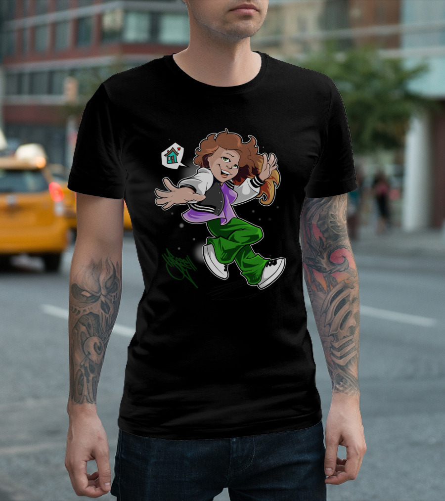 House Dancin Beauty Cartoon Character With Heart And Home T-Shirt