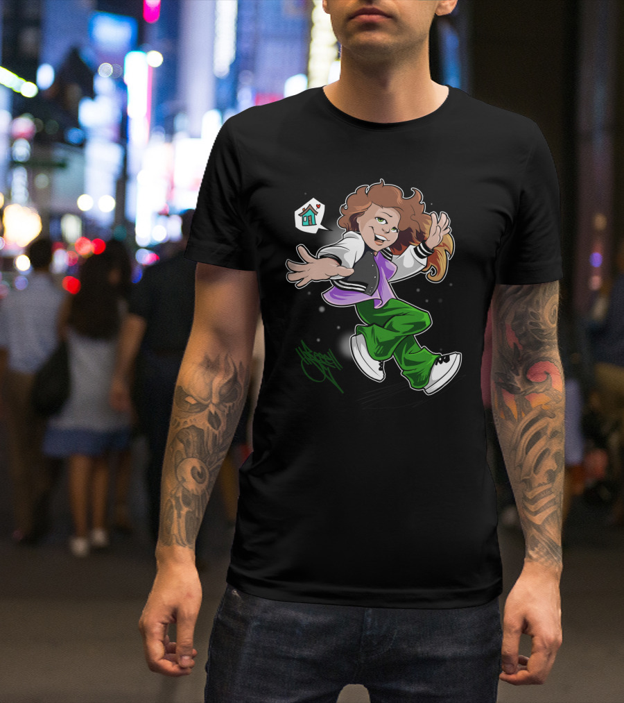 House Dancin Beauty Cartoon Character With Heart And Home T-Shirt
