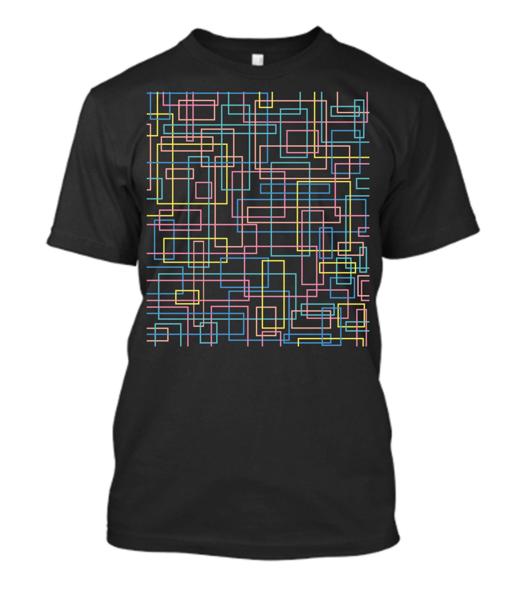 Geometric Pipe Dance Pattern With Multicolor Lines And Abstract Maze T-Shirt