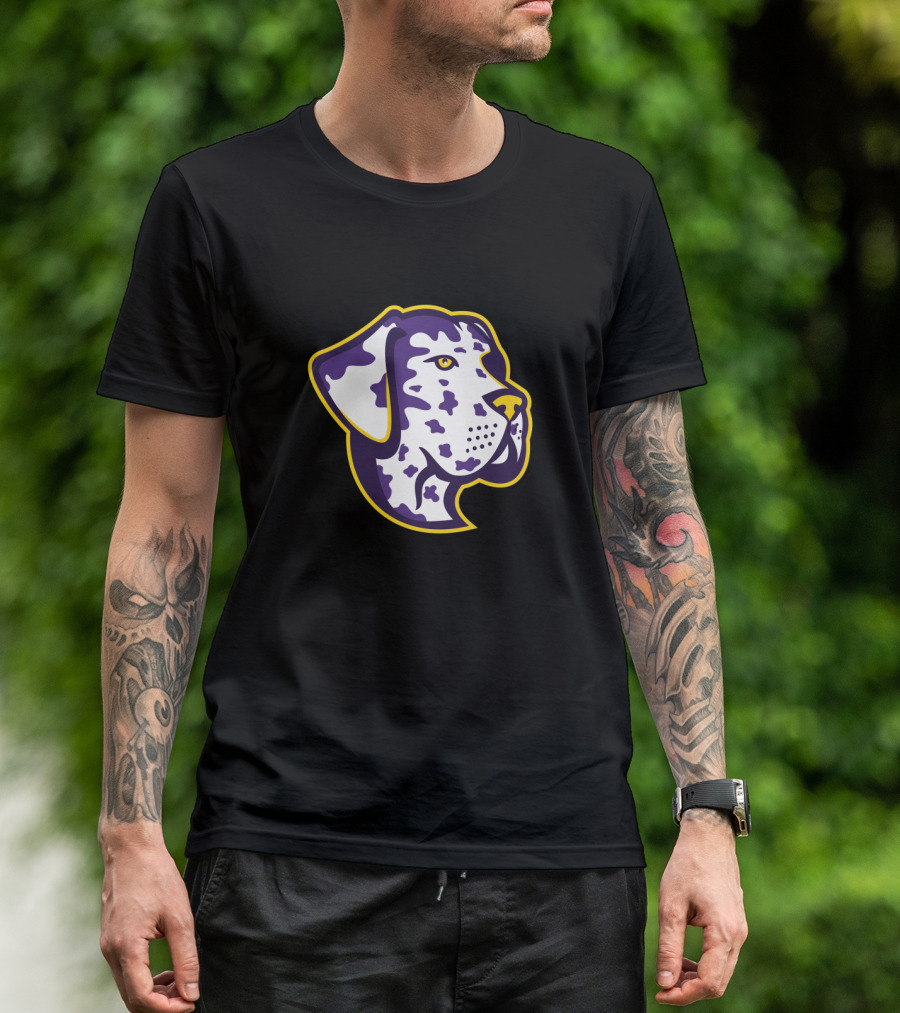 Purple And Yellow Great Dane Dog Mascot T-Shirt