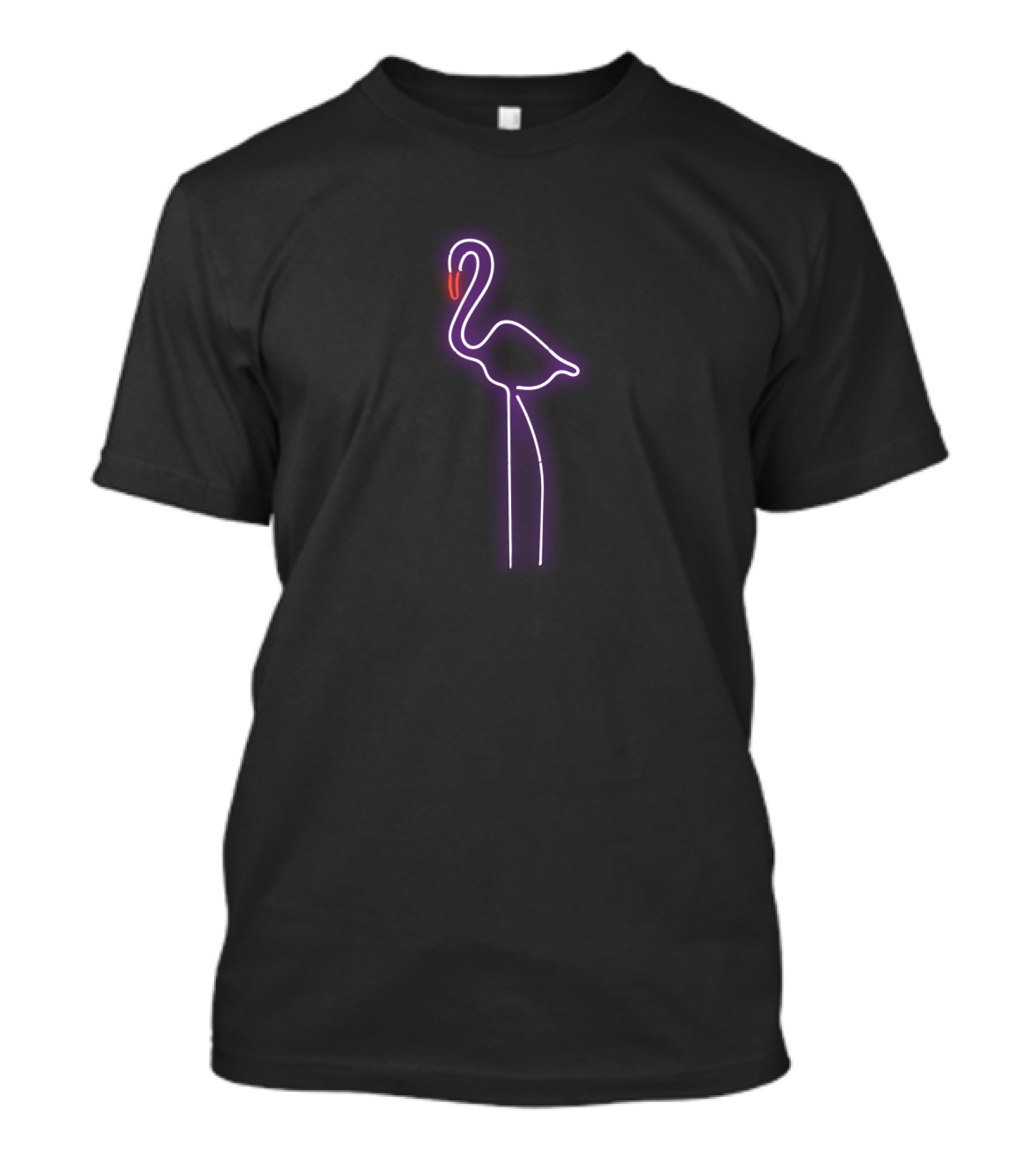 Flaminco Neon Flamingo Outline Art Purple Pink Bird T-Shirt