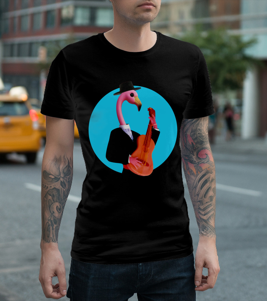 Flamingo Playing Flamenco Guitar In Classic Spanish Attire T-Shirt