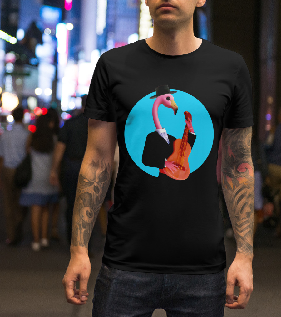 Flamingo Playing Flamenco Guitar In Classic Spanish Attire T-Shirt