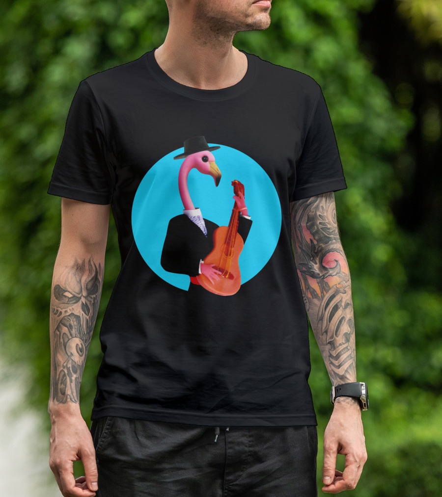 Flamingo Playing Flamenco Guitar In Classic Spanish Attire T-Shirt