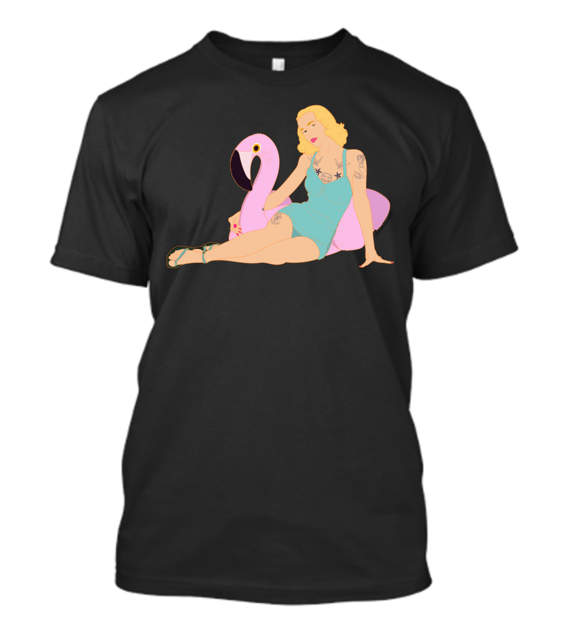 Flamingo Poolside Daydreams Retro Style Scene T-Shirt