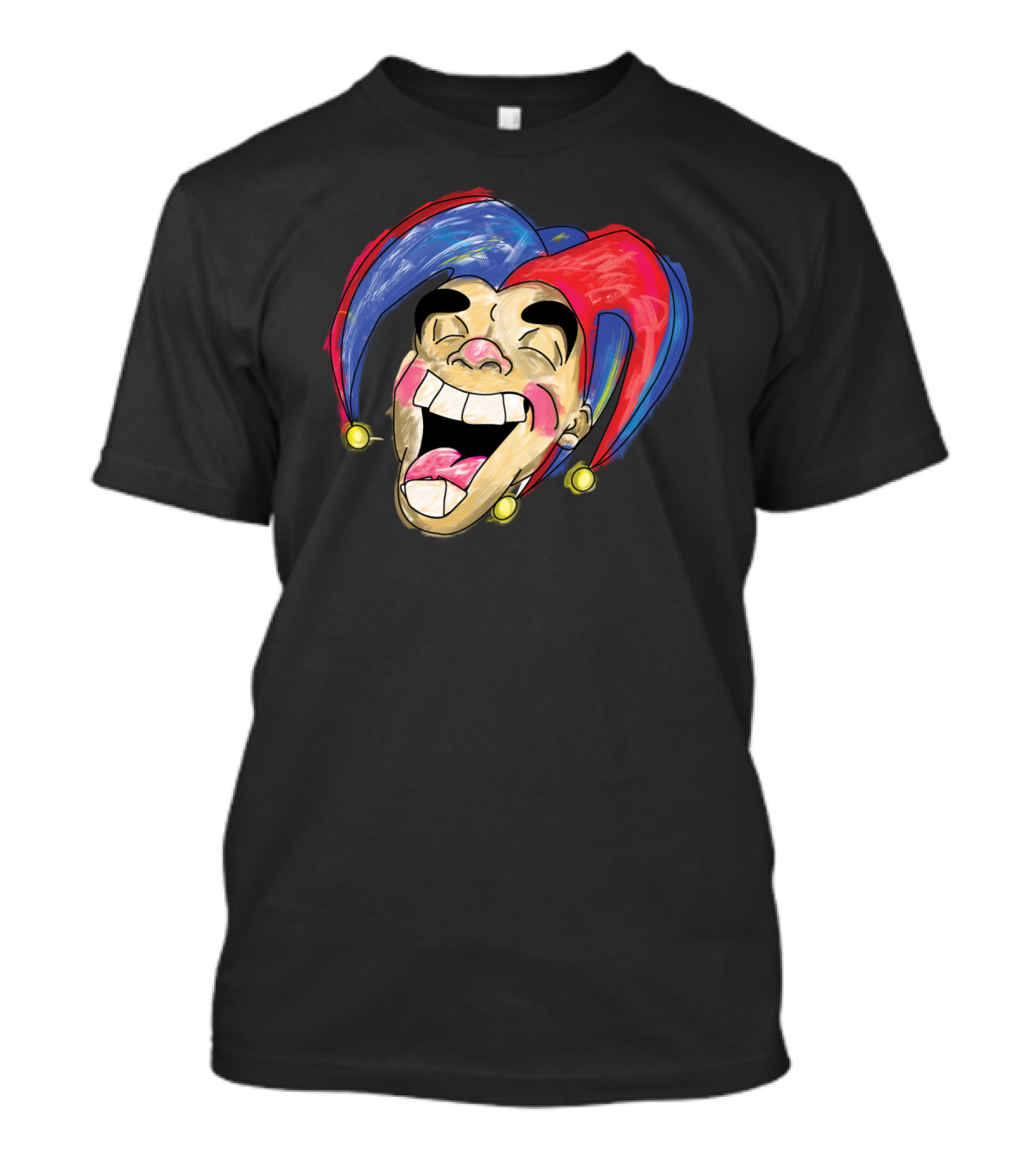 Straight Clownin Jester Laughing Red And Blue Jokester Face T-Shirt