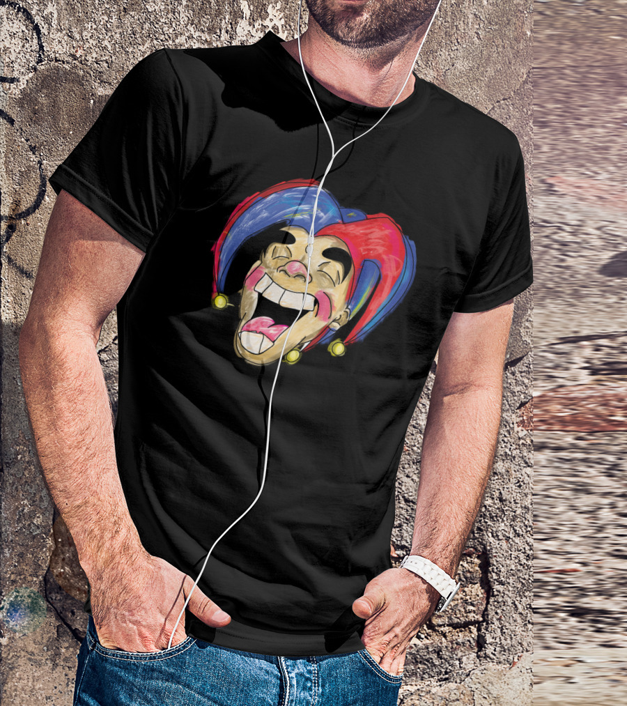 Straight Clownin Jester Laughing Red And Blue Jokester Face T-Shirt