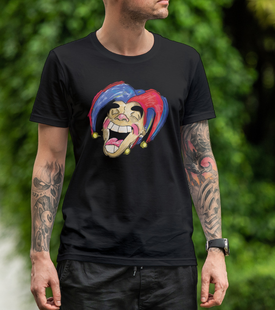Straight Clownin Jester Laughing Red And Blue Jokester Face T-Shirt