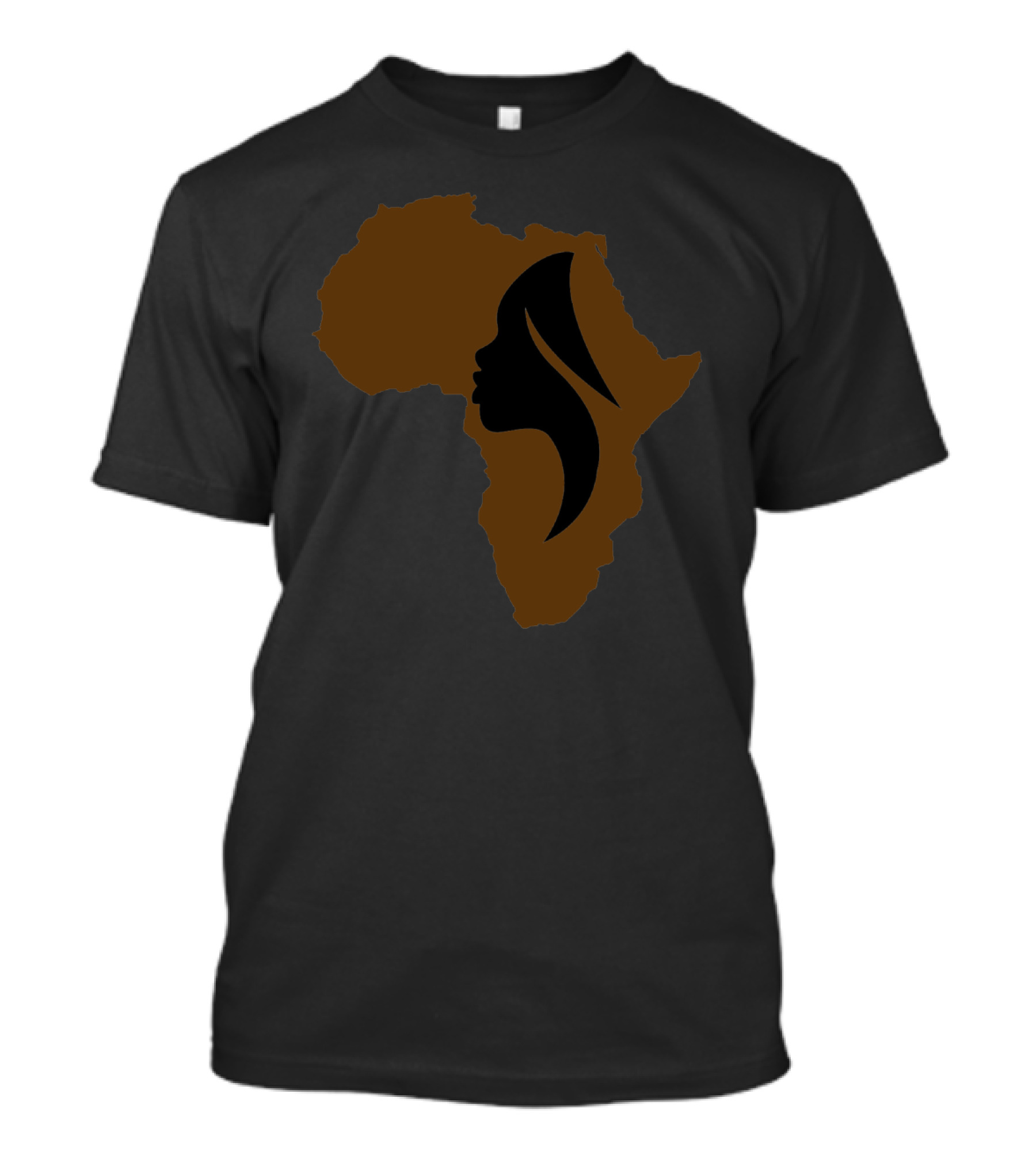 Brown Africa Continent Silhouette With Profile Of Woman's Face T-Shirt