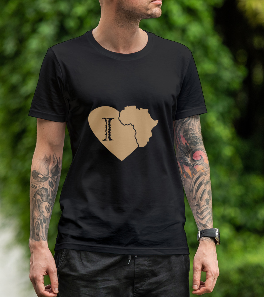I Heart Africa Map Inside Love Heart Shape T-Shirt