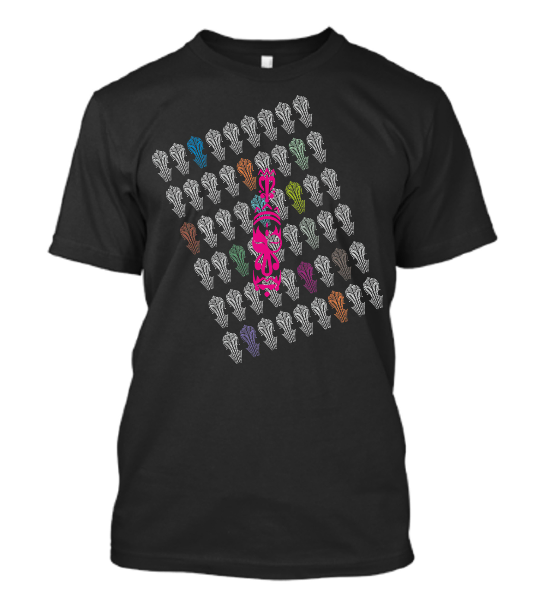 African Mask Pattern With Vibrant Central Design On Africa One T-Shirt
