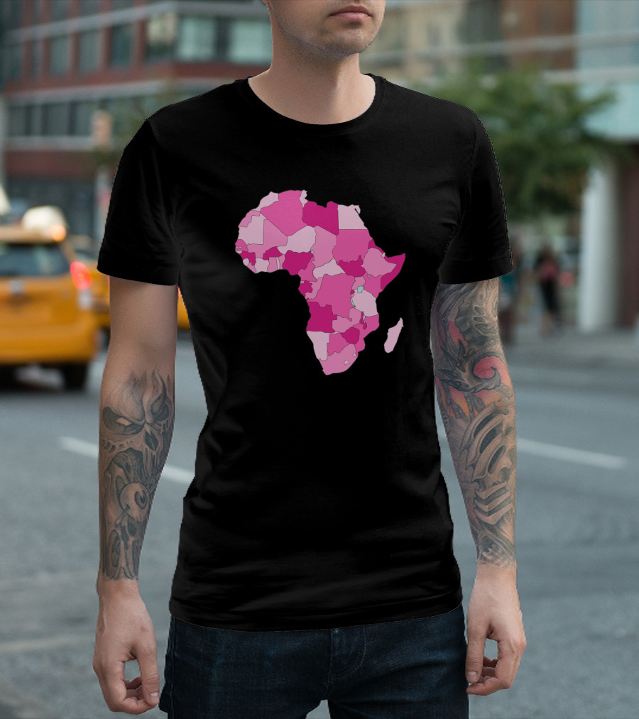Africa Map in Various Shades of Pink T-Shirt