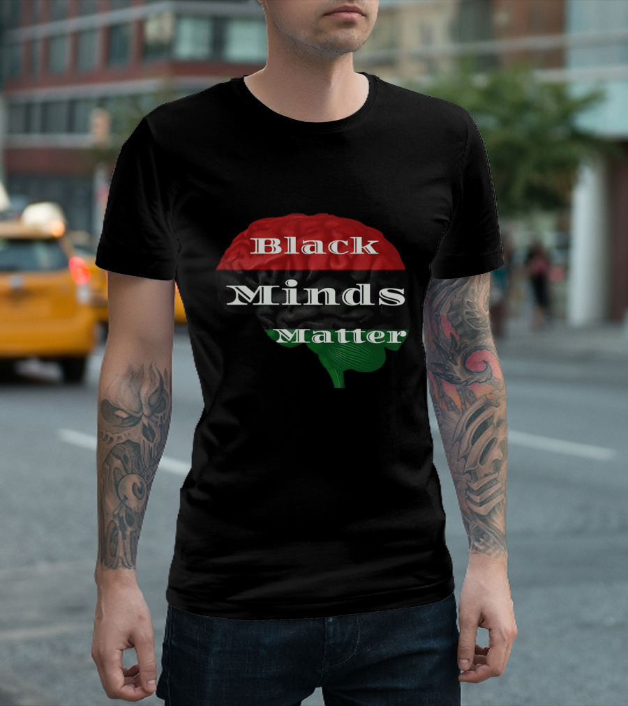 Black Minds Matter Pan African Flag Brain T-Shirt