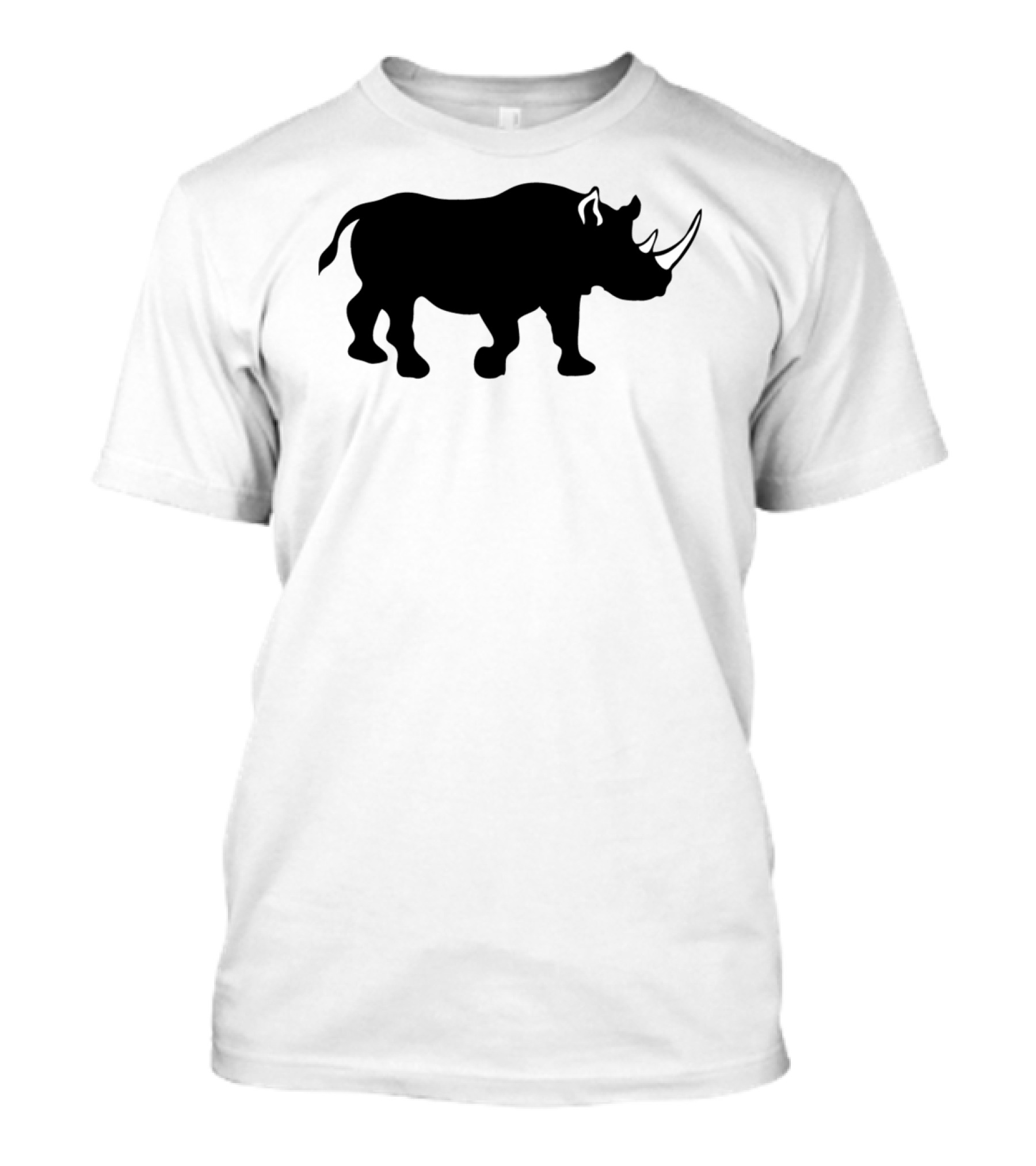 African Rhinoceros Silhouette With Prominent White Horns T-Shirt