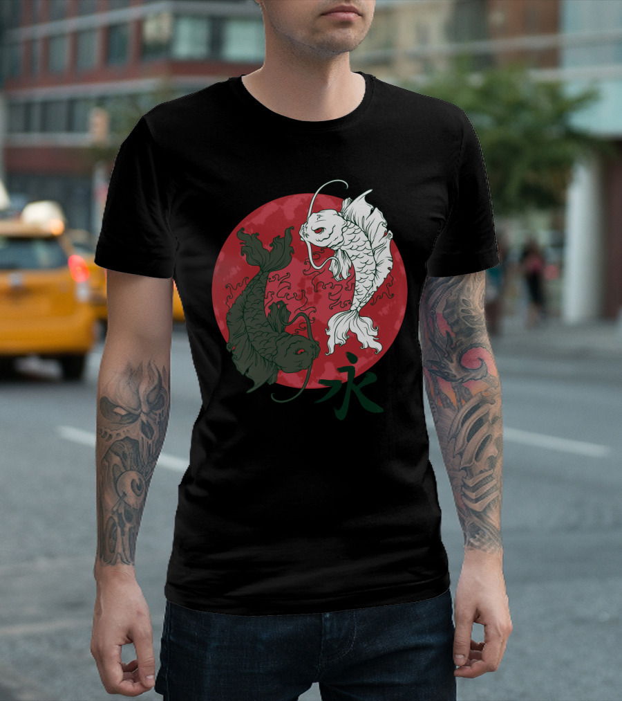 Koi Ying Yang Eternal Symbol Red Circle T-Shirt