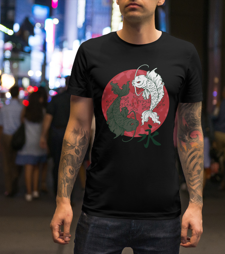 Koi Ying Yang Eternal Symbol Red Circle T-Shirt
