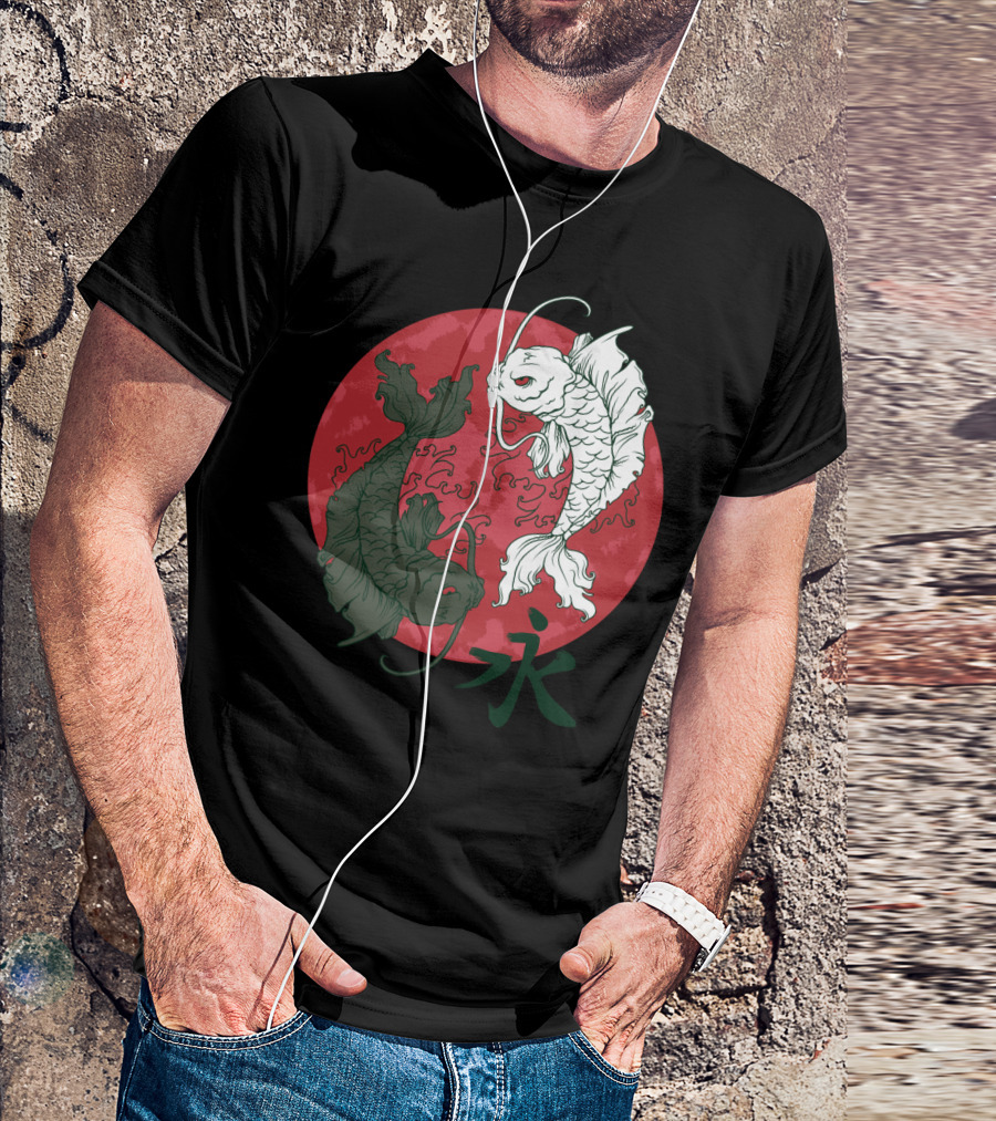Koi Ying Yang Eternal Symbol Red Circle T-Shirt
