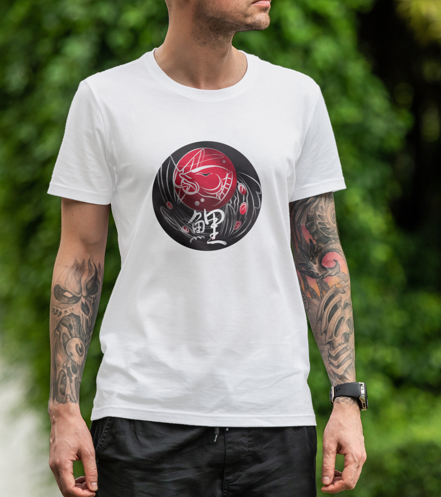 Koi Out Of Water Elegant Japanese Calligraphy And Red Fish T-Shirt