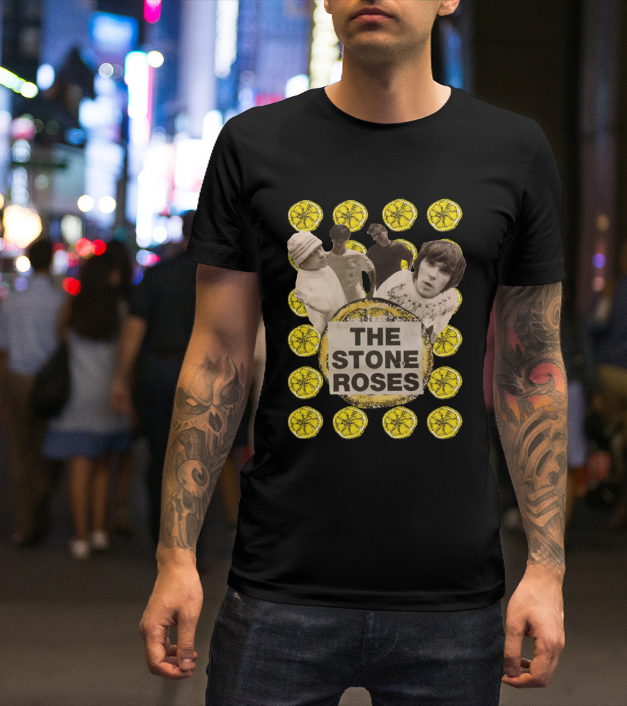 The Stone Roses Band Collage Lemon Slice T-Shirt