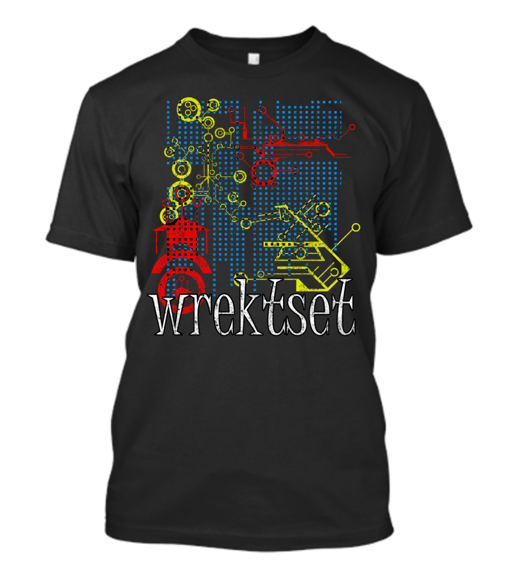 Wrekt Set Tech Circuitry Abstract Red Yellow Blue T-Shirt