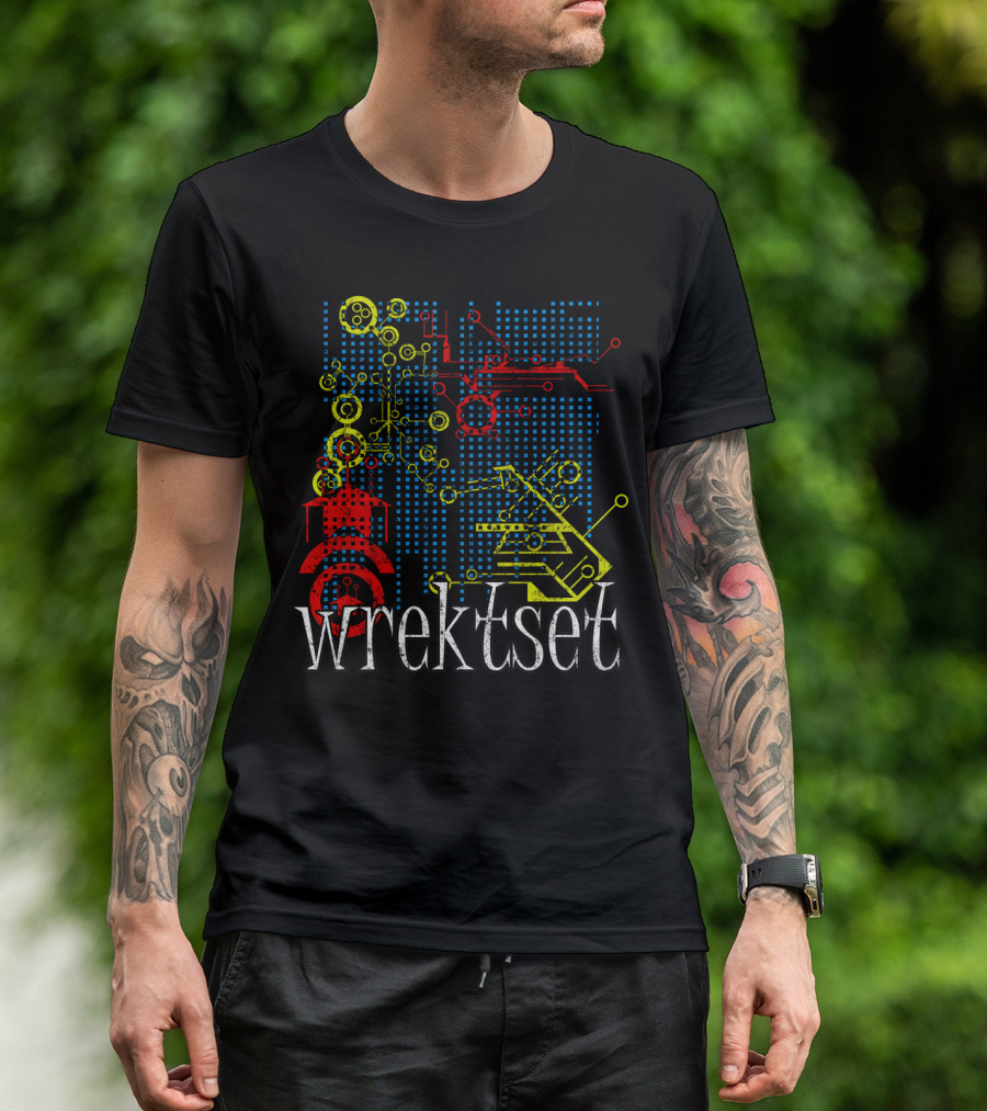 Wrekt Set Tech Circuitry Abstract Red Yellow Blue T-Shirt