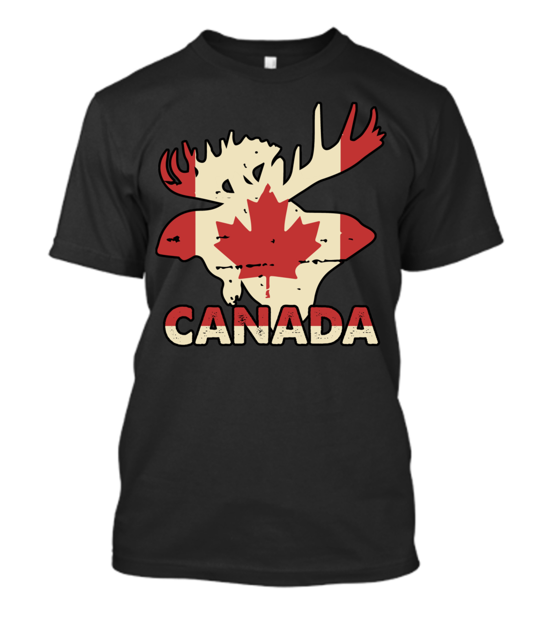 Canada Moose Silhouette Canadian Flag T-Shirt
