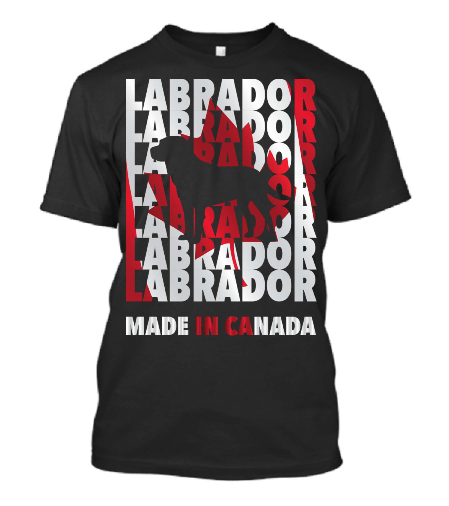 Labrador Silhouette With Maple Leaf Background Made In Canada T-Shirt