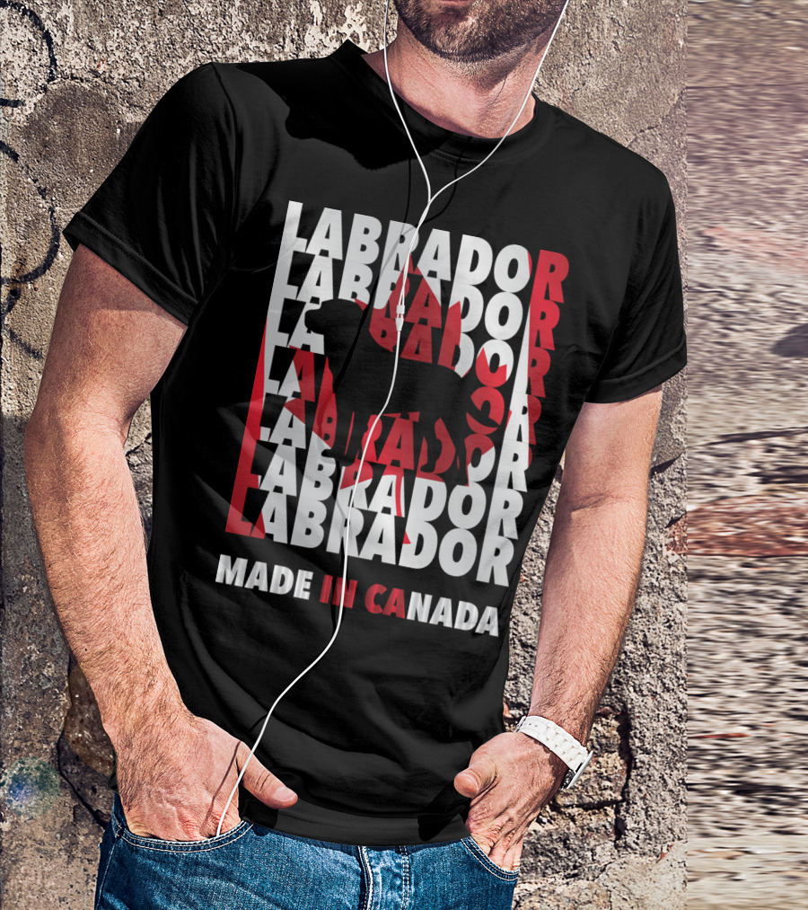 Labrador Silhouette With Maple Leaf Background Made In Canada T-Shirt