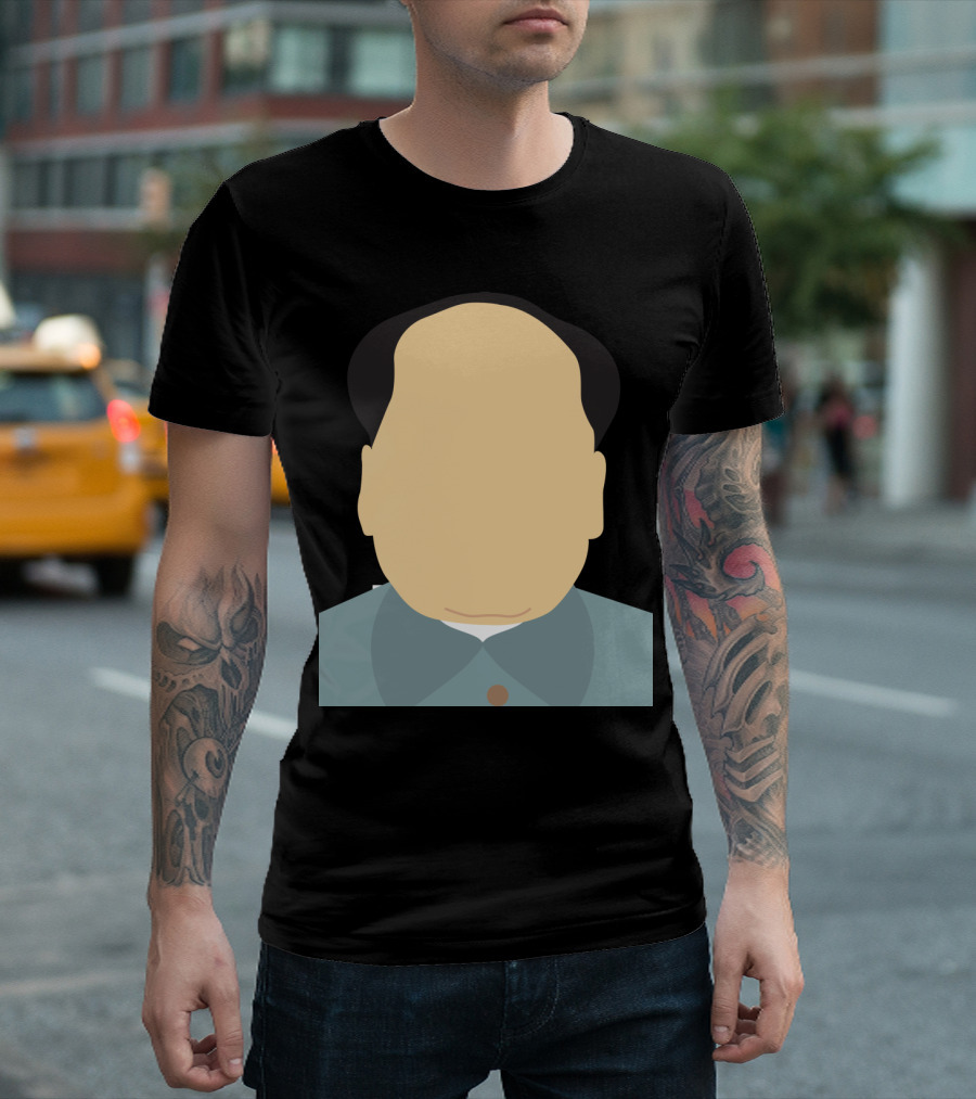 Faceless Chairman Mao Minimalist Graphic Flat Color T-Shirt