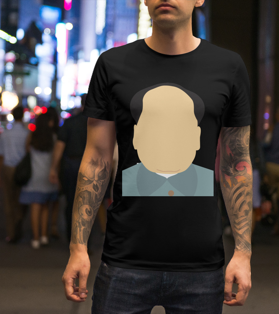 Faceless Chairman Mao Minimalist Graphic Flat Color T-Shirt
