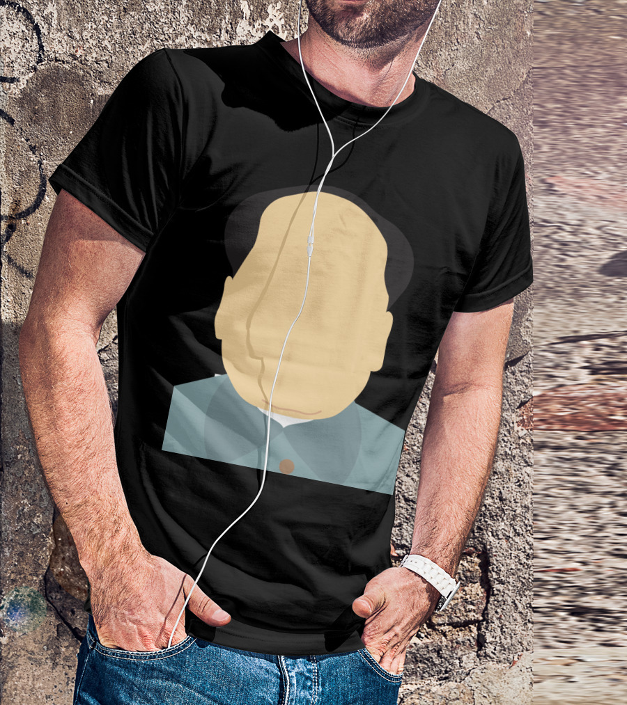 Faceless Chairman Mao Minimalist Graphic Flat Color T-Shirt