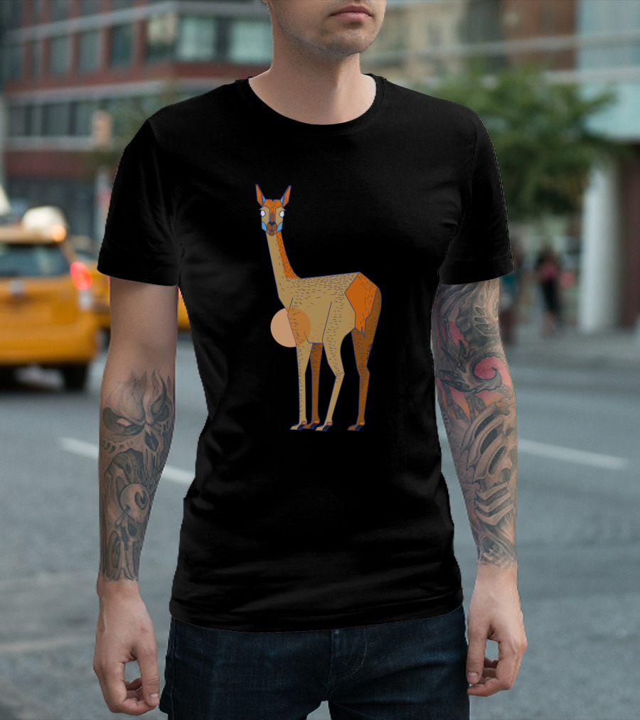 Lama from the Atacama Desert with Geometric Art Style and Desert Sun T-Shirt