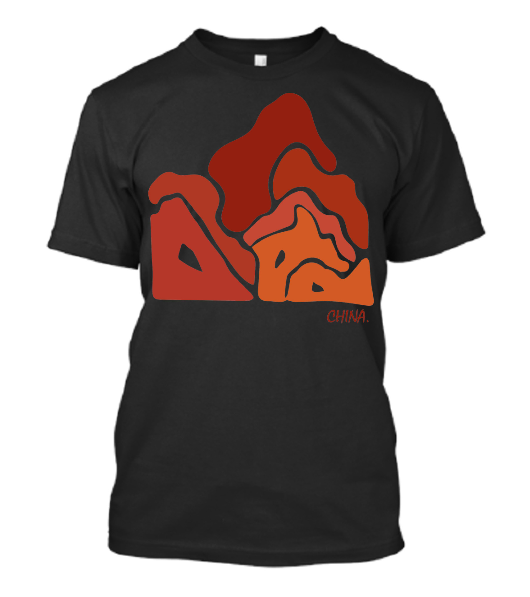 China Red Mountains Abstract T-Shirt