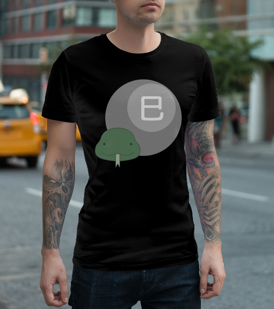 Snake Junishi Zodiac Symbol with Smiling Snake and Circular Character T-Shirt