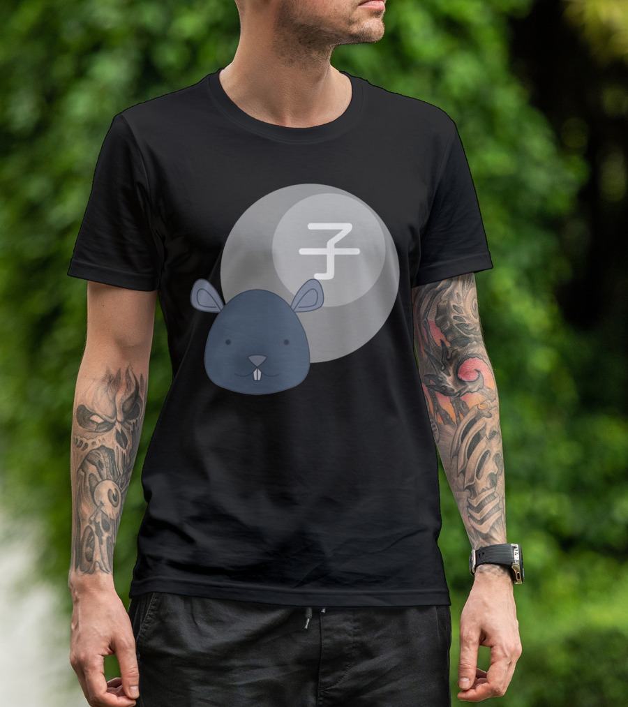 Rat Junishi Zodiac Symbol With Cute Rat T-Shirt