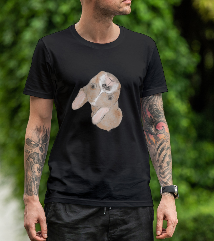 French Bulldog Drawn Curiously Peeking Upward T-Shirt