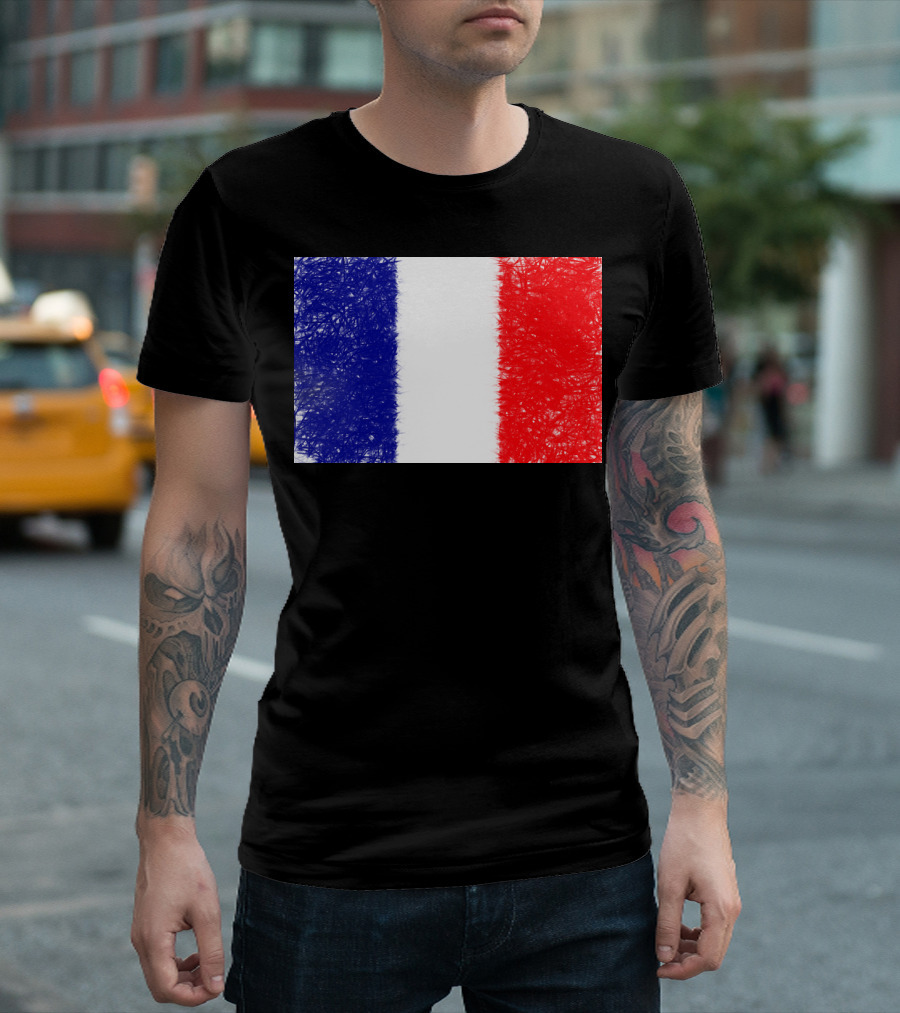 Blue White Red Chaotic French Flag T-Shirt