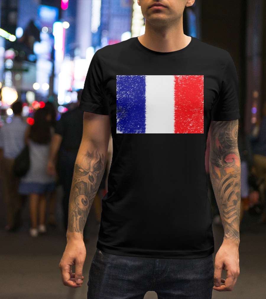 Blue White Red Chaotic French Flag T-Shirt