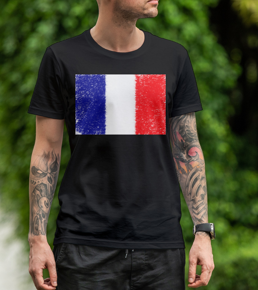 Blue White Red Chaotic French Flag T-Shirt