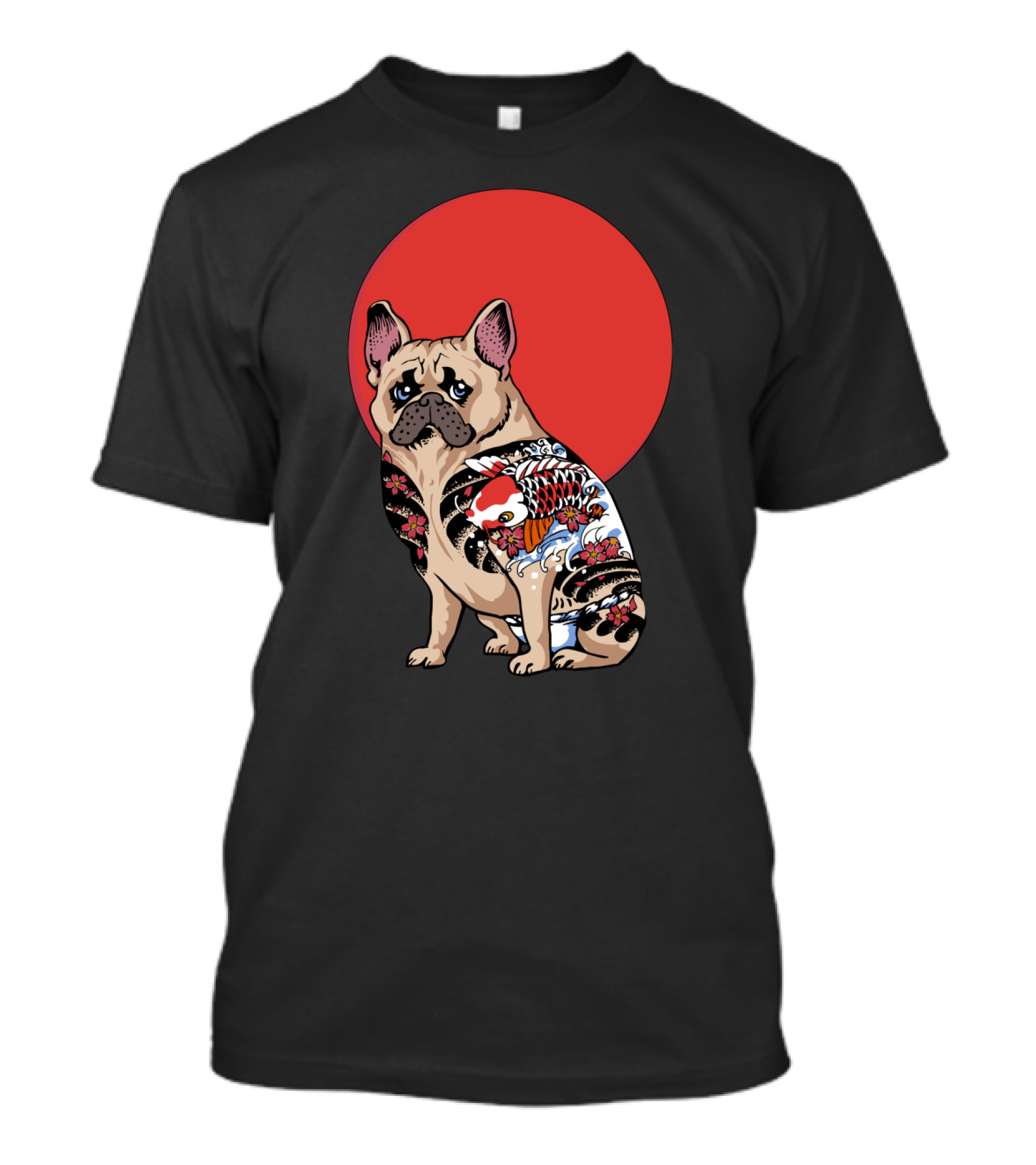 French Bulldog With Tattoo And Red Sun Yakuza T-Shirt