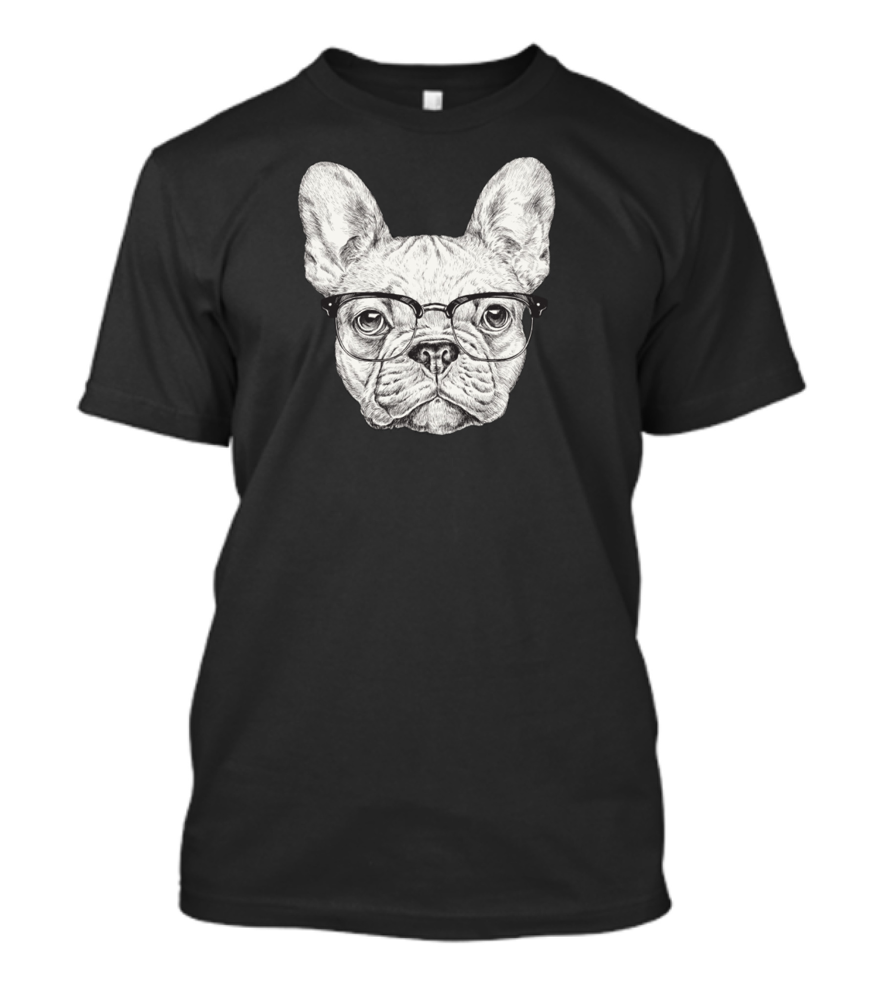 French Bulldog Wearing Stylish Glasses Drawing T-Shirt