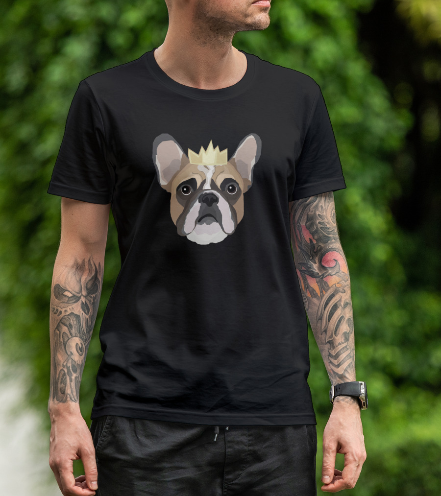 French And Fancy Frenchie Wearing Crown T-Shirt