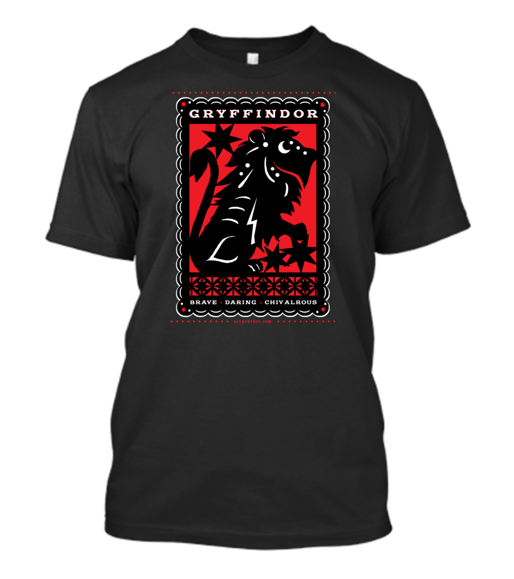 GRYFFINDOR Brave Daring Chivalrous Mexican Papel Picado Hogwarts House Crest Lion T-Shirt
