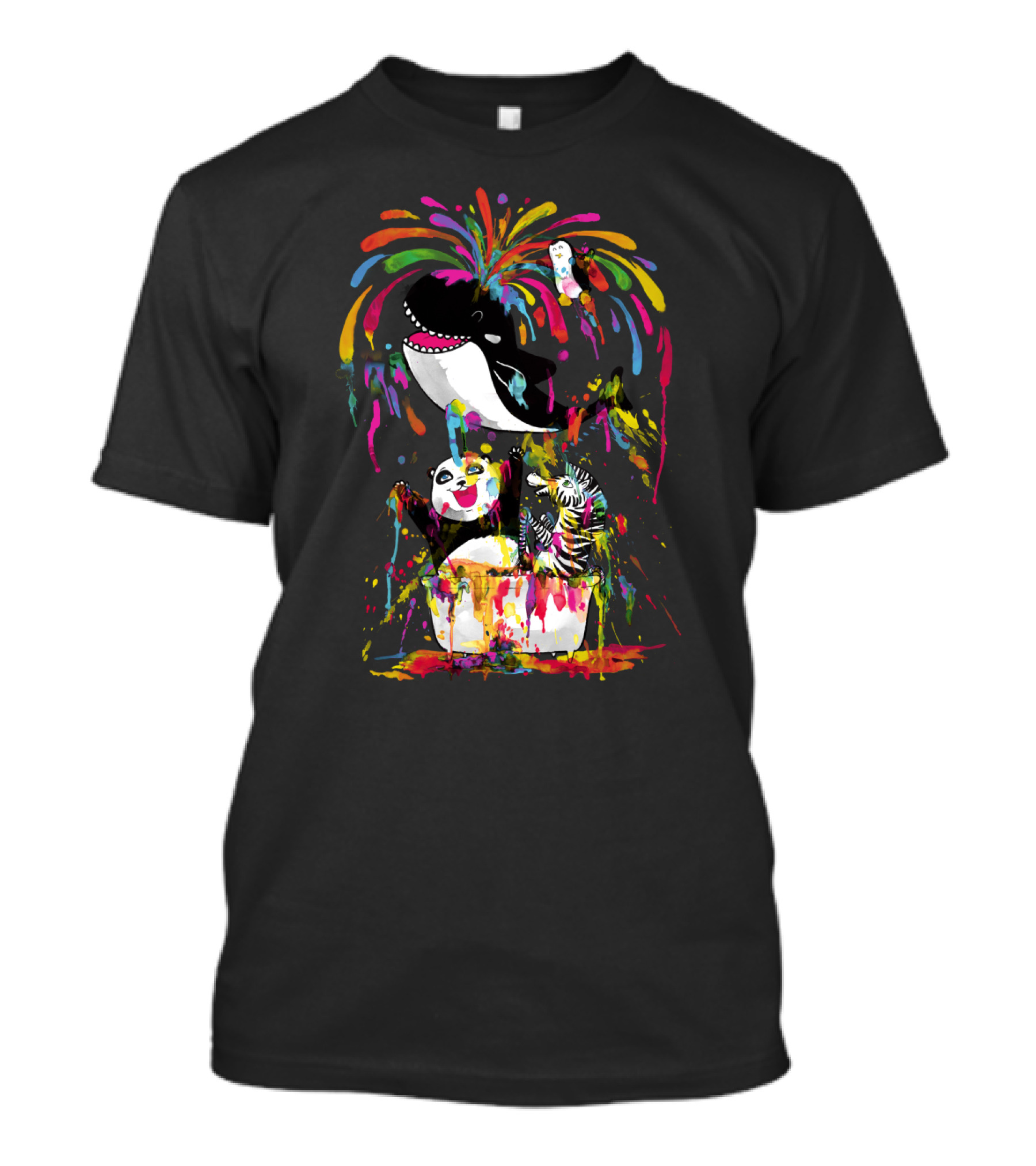 Whale Of A Bath Time Splashing Whimsical Watercolor Zoo Animals T-Shirt