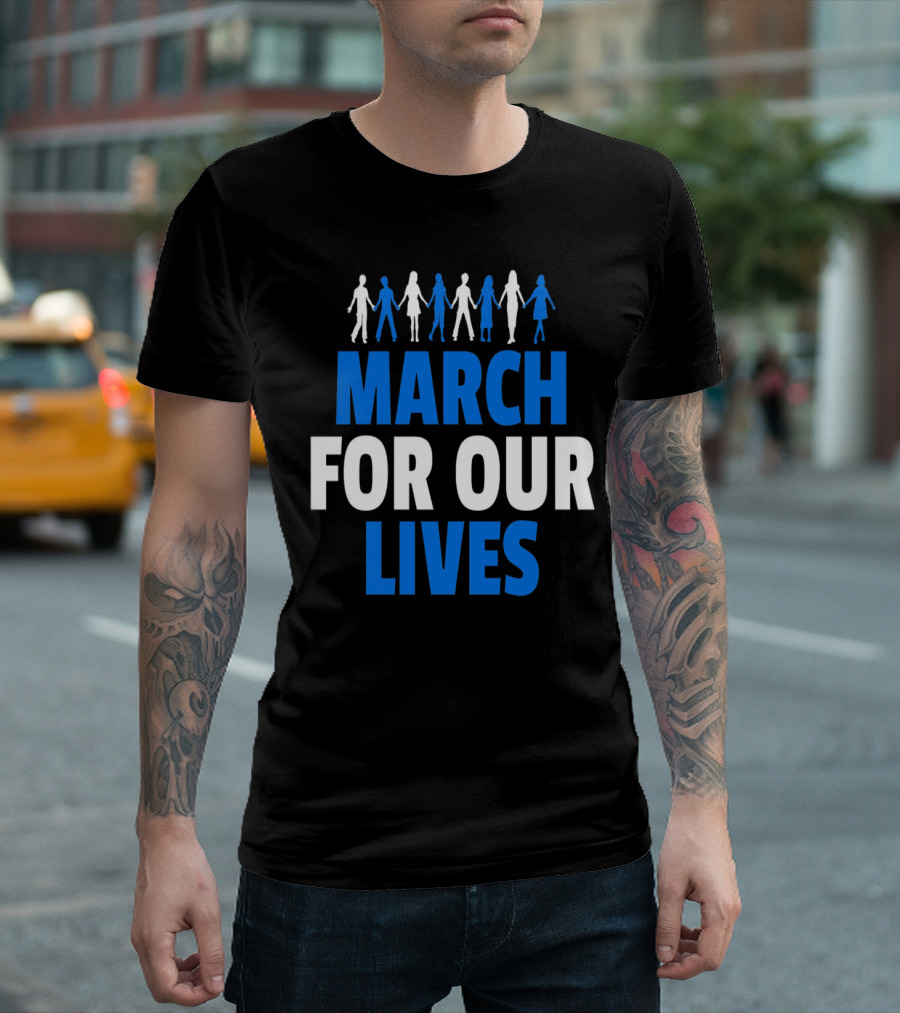 March for Our Lives Unity Symbol with Silhouetted Figures T-Shirt
